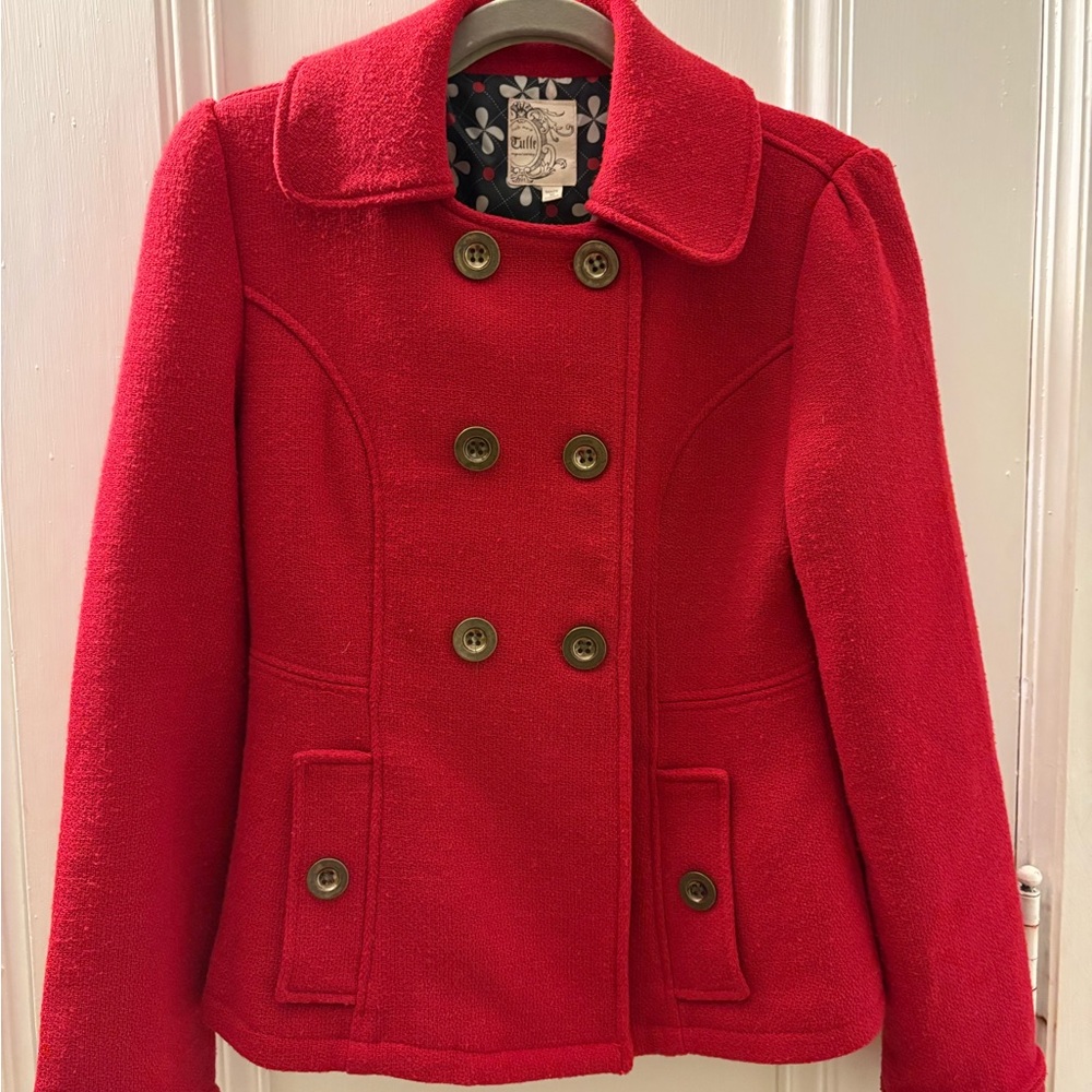 Tulle Red double breasted and fitted jacket